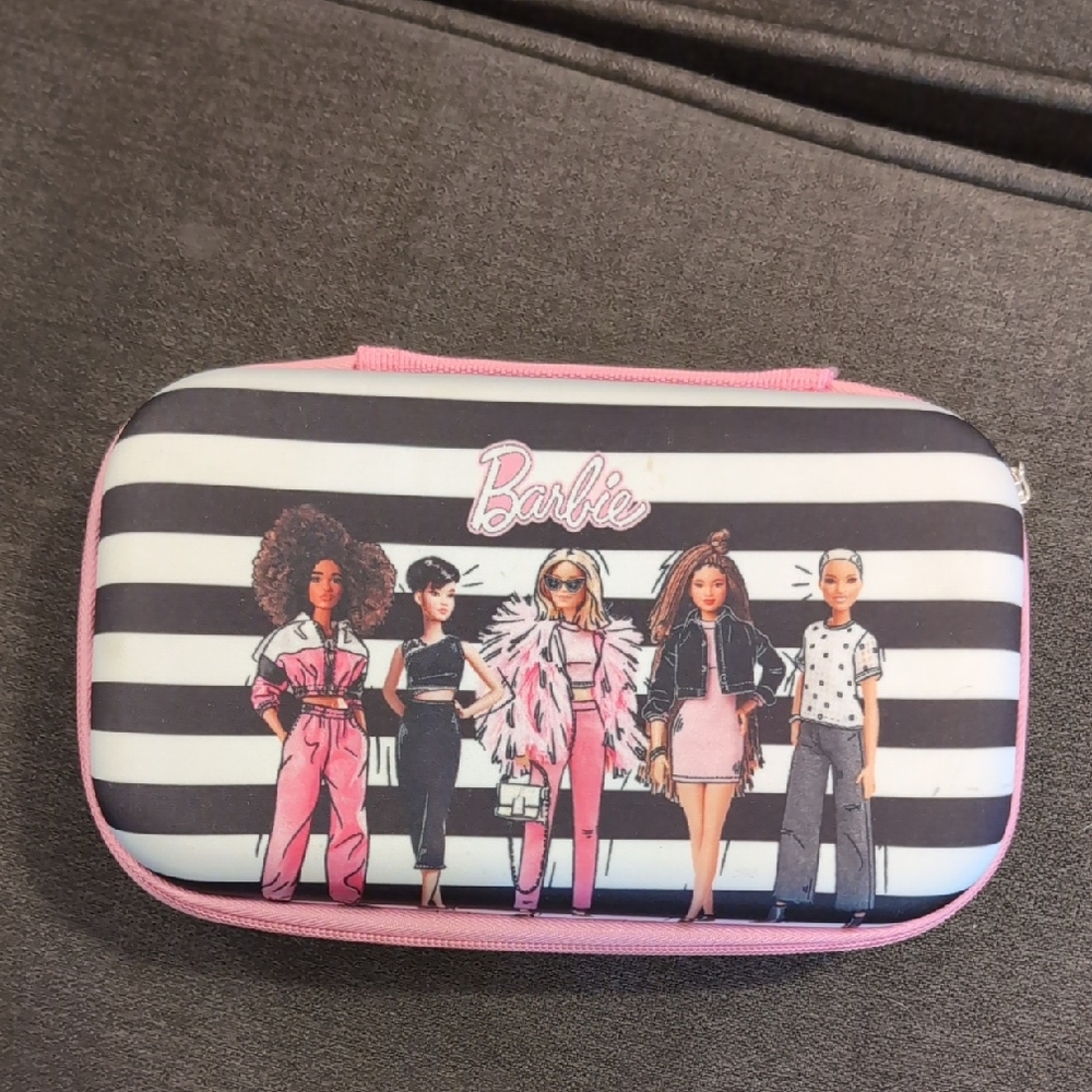 Barbie Pink and Black Striped Pencil Case